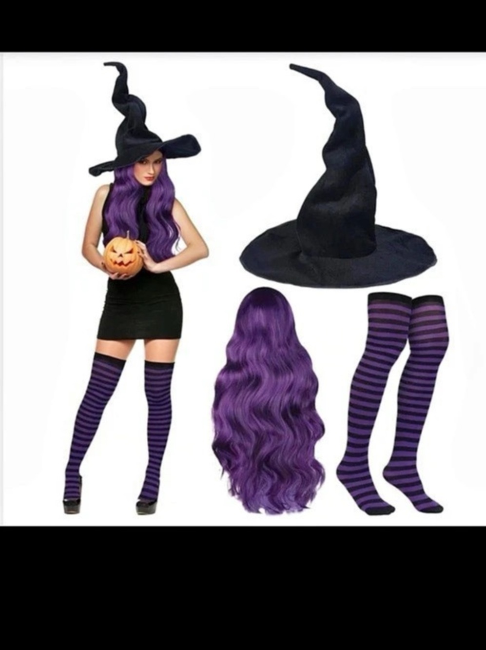 Witch Costume Set in Purple & Black